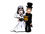 A bride and groom holding a Bible